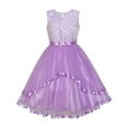 thumbnail image 1 of Robe de Demoiselle d'Honneur pour Fillette Violette avec Ceinture Mariage Fête Demoiselle d'Honneur 5 Ans, 1 of 7