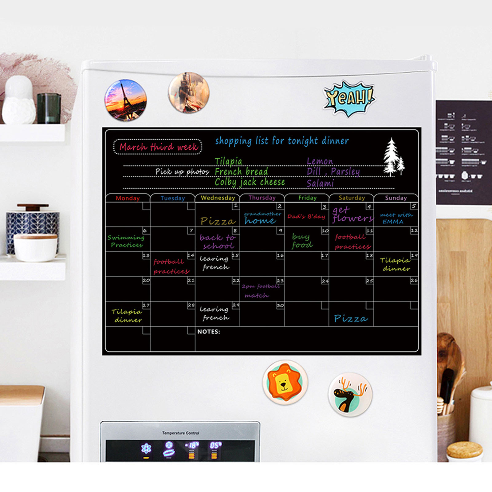 Whiteboard Magnetic Dry Erase Board Calendar Whiteboard Refrigerator Stickers Kitchen Fridge White Board for Weekly Monthly Schedule Daily Planner To Do List