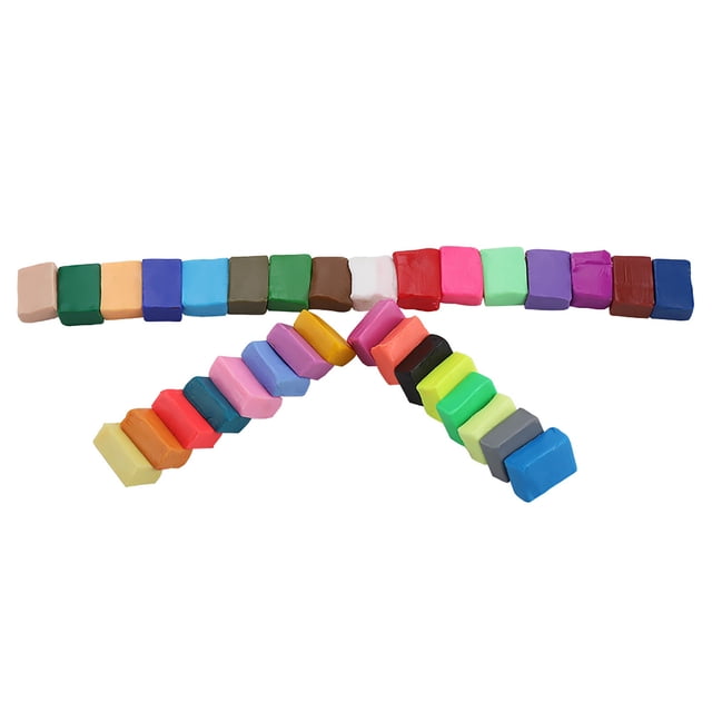 Ensemble de 32 Couleurs d'Argile pour Cuisson au Four avec des Blocs d'Argile Vibrants, Non Toxiques et Souples Disposés en Rangée. Comprend 32 Couleurs Individuelles et 5 Outils de Sculpture, Parfait pour les arts et l'Artisanat, les Projets d'Argile pour Enfants, la Modelage, les Ornements de scrapbooking, les Dessus de Cartes et les Décorations de Gâteau. Chaque Bloc d'Argile Mesure Environ 3 x 2 x 1 cm.