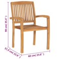 thumbnail image 4 of vidaXL Stacking Garden Chairs with Cushions 8 pcs Solid Teak Wood, 4 of 5