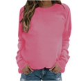 thumbnail image 1 of PEZHADA Chandails d'Automne pour Femmes en Liquidation Chandail à Col Rond pour Femmes, Chandail à Enfiler pour Femmes à Manches Longues Col Rond Chandail Uni Hauts Blouse Rose Vif, 1 of 5
