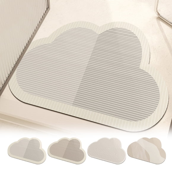 pstuiky Tapis de Bain en Forme de Nuage de Diatomite Super Absorbant et à Séchage Rapide, Dessous en Caoutchouc Antidérapant, Tapis de Douche Lavable 16X24 Pouces