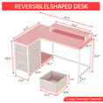 thumbnail image 3 of L Shaped Desk, Gaming Desk with LED Light & Power Outlet, L Shaped Computer Table with 3 Drawers & Shelves for Home Office, 3 of 4