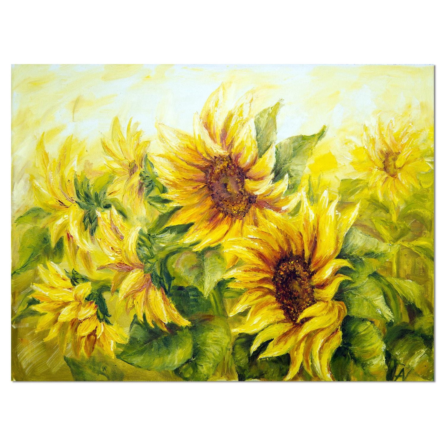 Designart Tournesols ensoleillés jaune vif Art mural sur toile