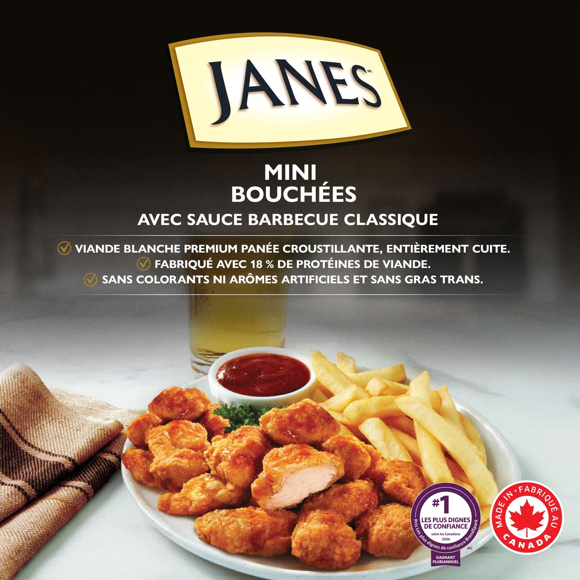 Janes® Restaurant Style Classic BBQ Boneless Bites, 710g, Frozen Breaded Chicken Bites, Contains White Meat., 710g