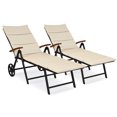 thumbnail image 1 of Costway 2 PCS Folding Patio Rattan Lounge Chair Chaise Cushioned Aluminum Adjust Wheel, 1 of 10