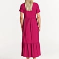 thumbnail image 4 of Jusqu'à 65 % de Rabais! Robes d'Été Mode pour Femmes 2024 Grande Taille Décontractées à Manches Courtes Col Ras du Cou Robe Décontractée Fluide à Étages Maxi de Plage avec Poches, 4 of 5