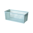 thumbnail image 2 of White Plastic Storage Basket 28x13x11.5cm Rectangular Organizer Bin with Handles Stackable Ventilated, 2 of 6