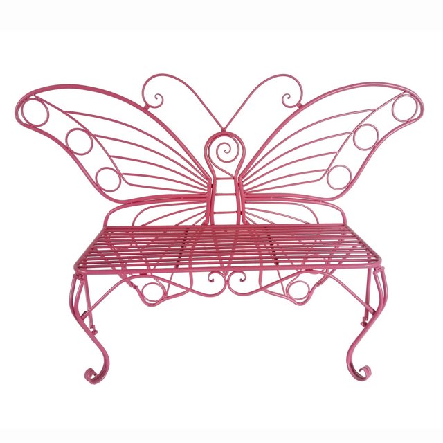 Banc de Jardin en Métal Papillon Rose de 60 Po
