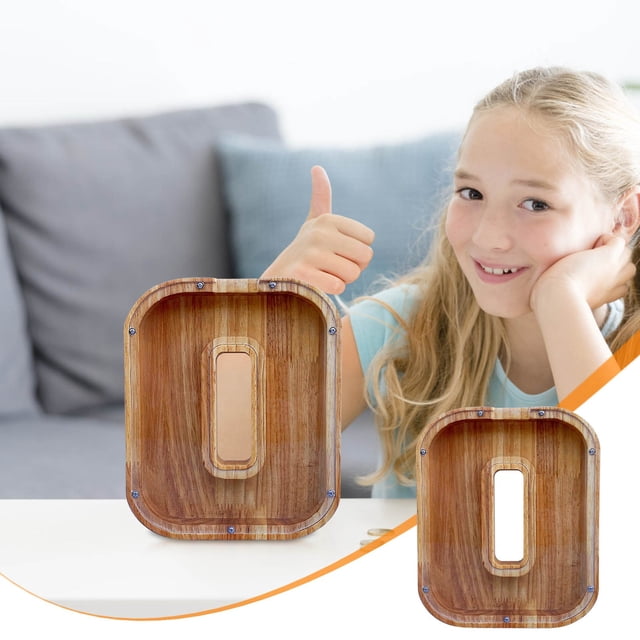 LSLJS Tirelire en Bois en Forme de Lettre Anglaise en Verre Transparent, Tirelire