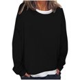 thumbnail image 1 of Timegard Hauts pour Femmes à Épaules Tombantes, Col Ras du Cou, Chandail Ample, Hauts d'Automne Décontractés à Manches Longues, Blouse Confortable, 1 of 5