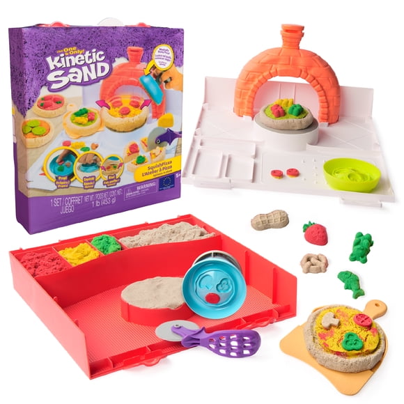 Kinetic Sand, SquishPizza Rising Pizza Playset with 1lb Play Sand & 5 Tools, Kids Toys for Girls & Boys Ages 5 and up