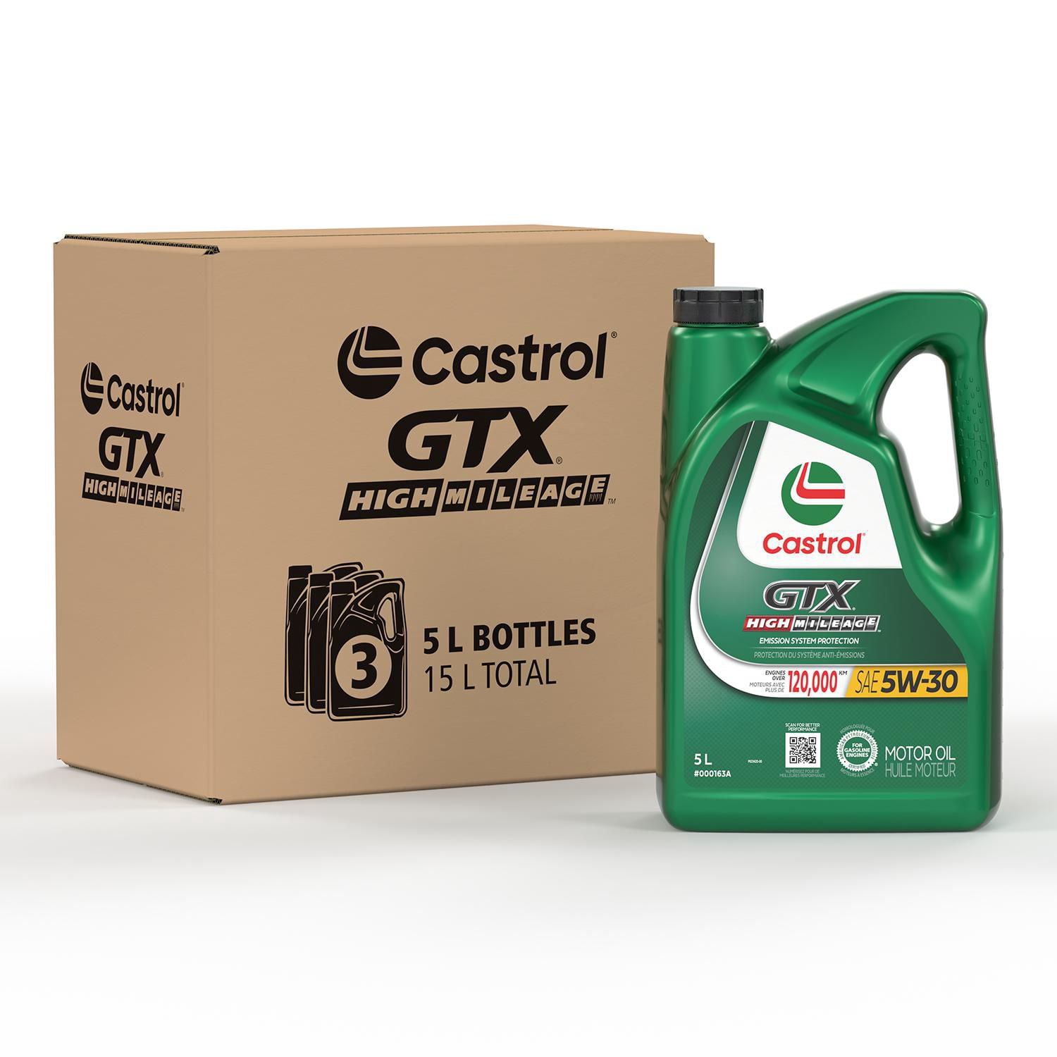 Castrol GTX High Mileage 5W30 5L Case Pack -3X5L Jugs