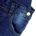 thumbnail image 2 of KIDSCOOL SPACE Big Girls Ripped Denim Overalls, Adjustable Elastic Waistand Inside Stretch Jeans Jumpsuit,Deep Blue,11-12 Years, 2 of 5