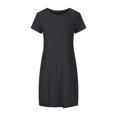 thumbnail image 4 of QIPOPIQ Robes pour Femmes avec Poches Manches Courtes Robes Décontractées Col Rond Robe d'Été Robes Unies Offres 2023, 4 of 5