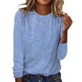 thumbnail image 1 of WTXUE T-Shirts à Manches Longues, Chandails à Col Rond pour Femmes Automne Hiver Décontractés à Rayures T-Shirt Haut Rayé Hauts Décontractés pour Femmes Bleu/à Rayures S, 1 of 5