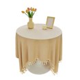 thumbnail image 2 of RYRDWP Nappes 60 % Coton, 40 % Lin avec Franges pour Petites Tables, Nappe Carrée en Lin 55 X 55 Pouces pour Mariage, Fête, Intérieur, Extérieur, Lavable à la Machine, 2 of 8