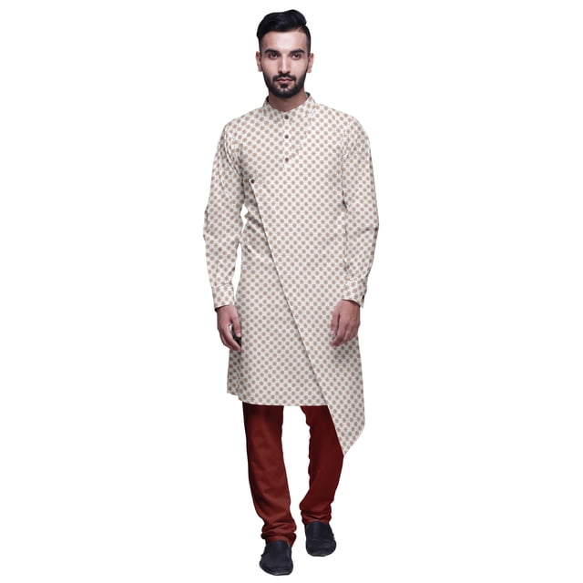 Atasi Designer Kurta Pajama For Men Printed Angrakha Kurta Set Summer Clothing