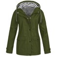 thumbnail image 1 of Jackets Women Solid Rain Jacket Outdoor Plus Size Hooded Raincoat Windproof Womens Spring Jacket on Clearance, 1 of 7
