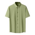 thumbnail image 1 of Birdeem Shirts for Men Mens Short Sleeved Solid Color Button Ice Silk Formal Dress Short Sleeved, 1 of 9