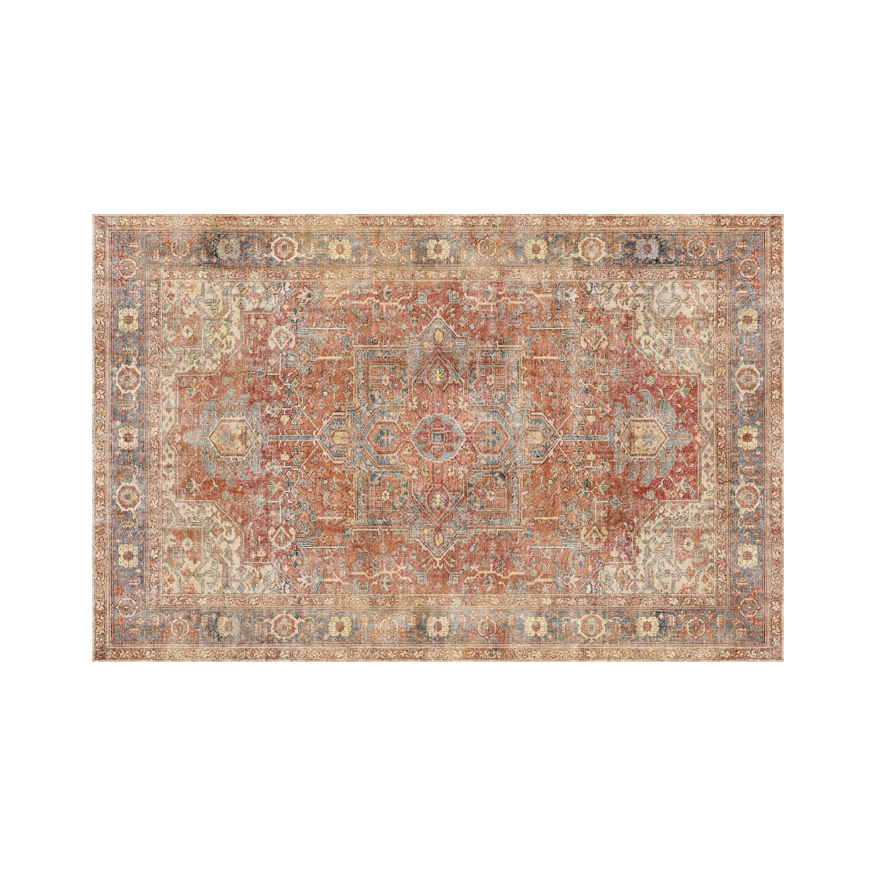Tapis Mainstays Persan Vintage Vieilli, Rouge Rouille, 30 in × 45 in, Lavable À La Machine, Salle De Bain, Chambre, Couloir, Cuisine.