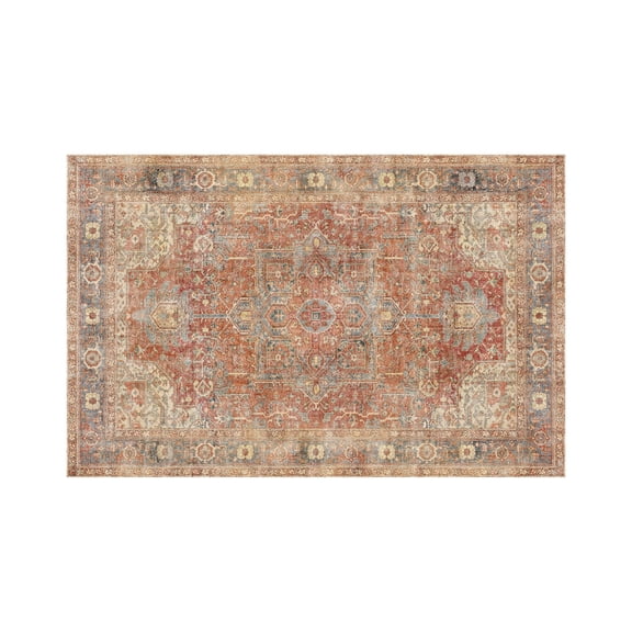 Mainstays Vintage Persian Distressed Area Rug, Rust Red, 30 in x 45 in, Machine Washable, for Bathroom, Bedroom, Hallway, Kitchen.