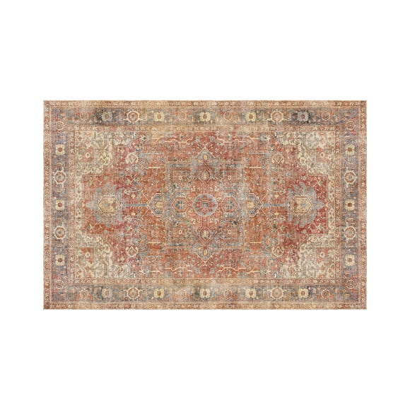 Tapis Mainstays Persan Vintage Vieilli, Rouge Rouille, 30 in × 45 in, Lavable À La Machine, Salle De Bain, Chambre, Couloir, Cuisine.