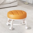 thumbnail image 2 of Orange Portable Multifunctional Wheeled Stool Rolling Design Durable Pu Leather Lightweight For Home Office Universal Seating Solution #575PA, 2 of 8