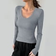 thumbnail image 2 of Lmnyox T-Shirt à Col Rond pour Femmes Manches Longues Décontracté Mode Basique Automne Hiver, 2 of 5