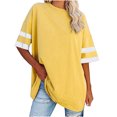 thumbnail image 1 of Chandails à Manches Courtes pour Femmes T-Shirts Surdimensionnés pour Femmes T-Shirts Amples Demi-Manches Col Rond Hauts Color Block Tuniques T-Shirts Surdimensionnés pour Femmes Hauts à Demi-Manches pour Femmes, 1 of 6