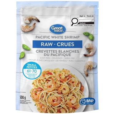 Great Value Raw Pacific White Shrimp 61/70, 500 g (1.1 lb)