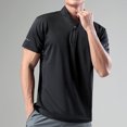 thumbnail image 4 of Shirts for Men, Mens Summer Solid Color Fitting Sport Train Zipper Short Sleeved Stand Up Collar Top, 4 of 9