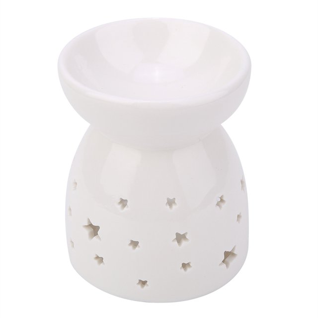 VIFERR Brûleur Huile Essentielle, Lampe de Nuit Parfumée en Céramique Porte Bougie Aromathérapie Chauffe Cire Bureau Chambre Décoration Pendaison de Pendaison de Crémaillère(Étoiles)
