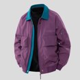 thumbnail image 2 of Men's Work Jacket, Windproof Long Sleeve Lapel Design with Pockets, Solid Color Casual Coat for Fall Outdoor Activities and Daily Wear, 2 of 6