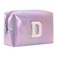 thumbnail image 1 of Large Capacity Embroidered Alphabet Purple Makeup Bag Toiletry Bag Travel Storage Bag Clutch Handbag, 1 of 1