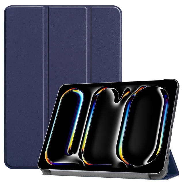 PANDACO Navy Leather Folio Case with Smart Cover for iPad Pro 13-inch (2024)
