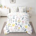 thumbnail image 2 of 7Pcs Floral Rabbit Kids Bedding Set for Boys,Full Size Comforter Set with Sheets and Pillowcase,7Pcs Bed in a Bag,Cartoon Animal Children Bed Set, Blossom Comforter, 2 of 5