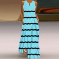 thumbnail image 2 of Dvkptbk Women's 2024 Robes d'Été Mode à Rayures Imprimées Sans Manches à Col en V à Étages Fluides Robe de Plage Vacances Fête Longue Robe Débardeur Maxi, 2 of 5
