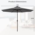 thumbnail image 3 of Gymax Parasol Solaire de Marché 10 Pi à DEL en Acier Inclinable avec Manivelle pour Patio Gris, 3 of 6