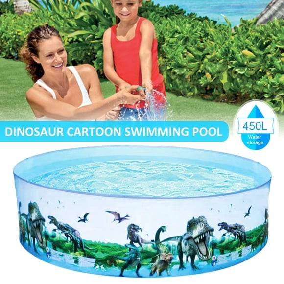 Piscine Extérieure Non Gonflable Piscine Portable pour Enfants avec Mignon Motif de Dinosaure pour Enfants Tout-Petits Adultes Famil