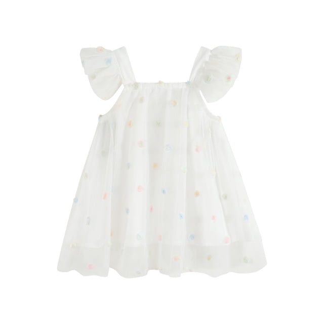 zbxnLI Robe Papillon pour Tout-Petites Filles, Manches Volantées, Robe en Maille, Été, Mariage, Fête d'Anniversaire, Robes 6M-3T