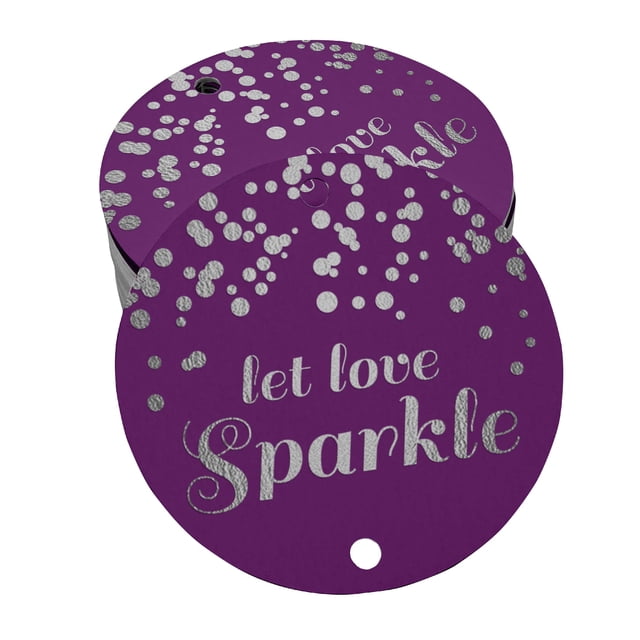 Inkdotpot Silver Foil Paper Hang Tags Let Love Sparkle Wedding Favor Tags 100 Pieces