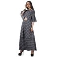 thumbnail image 4 of Moomaya Printed High Low Crop Top Kurti Palazzo Set Ethnic Indian Clothing Set For Womens, 4 of 8