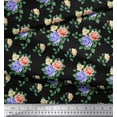 thumbnail image 3 of Soimoi Tissu en Viscose Chiffon Feuilles, & Imprimés Floraux Roses au Mètre 42 Pouces de Large, 3 of 3