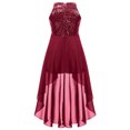 thumbnail image 4 of renvena Combinaison-Robe Maxi à Paillettes pour Filles Enfants en Mousseline Sans Manches Concours Mariage Fête Demoiselle d'Honneur Bourgogne 10, 4 of 7