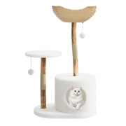 46" Modern Cat Tree for Large Cats, Wood Cat Tree Tower with Scratching Posts, Luxury Cat Condo with Scratching Posts and Flower Platforms, Indoor Furniture for Cat Lover Gifts