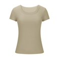 thumbnail image 5 of Plebaso Womens Square Neck Ribbed Crop Tops Short Sleeve Slim Tshirts Casual Knit Summer Basic Tee Tops, 5 of 5