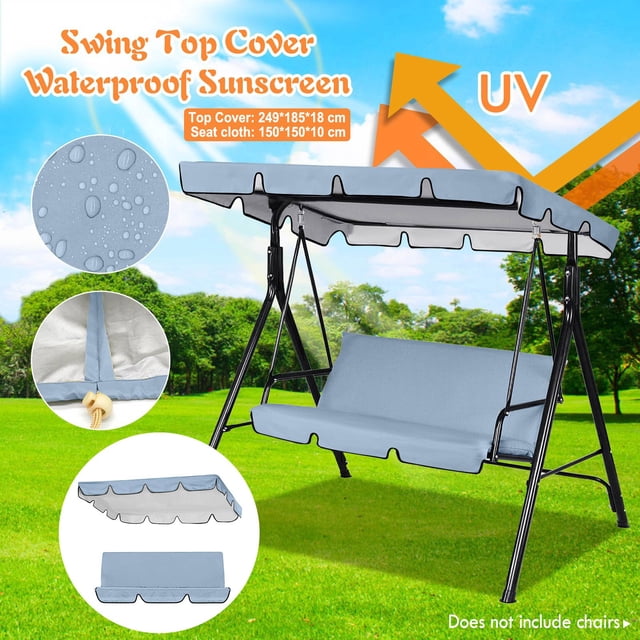 Outdoor Swing Canopy Replacement Cover - Heavy Duty Waterproof & Windproof 3-Seater Top Cover for Patio Swing Chairs - UV Protection Rip-Proof Garden Swing Cover 98"x 73"x 7" for Backyard, Porch