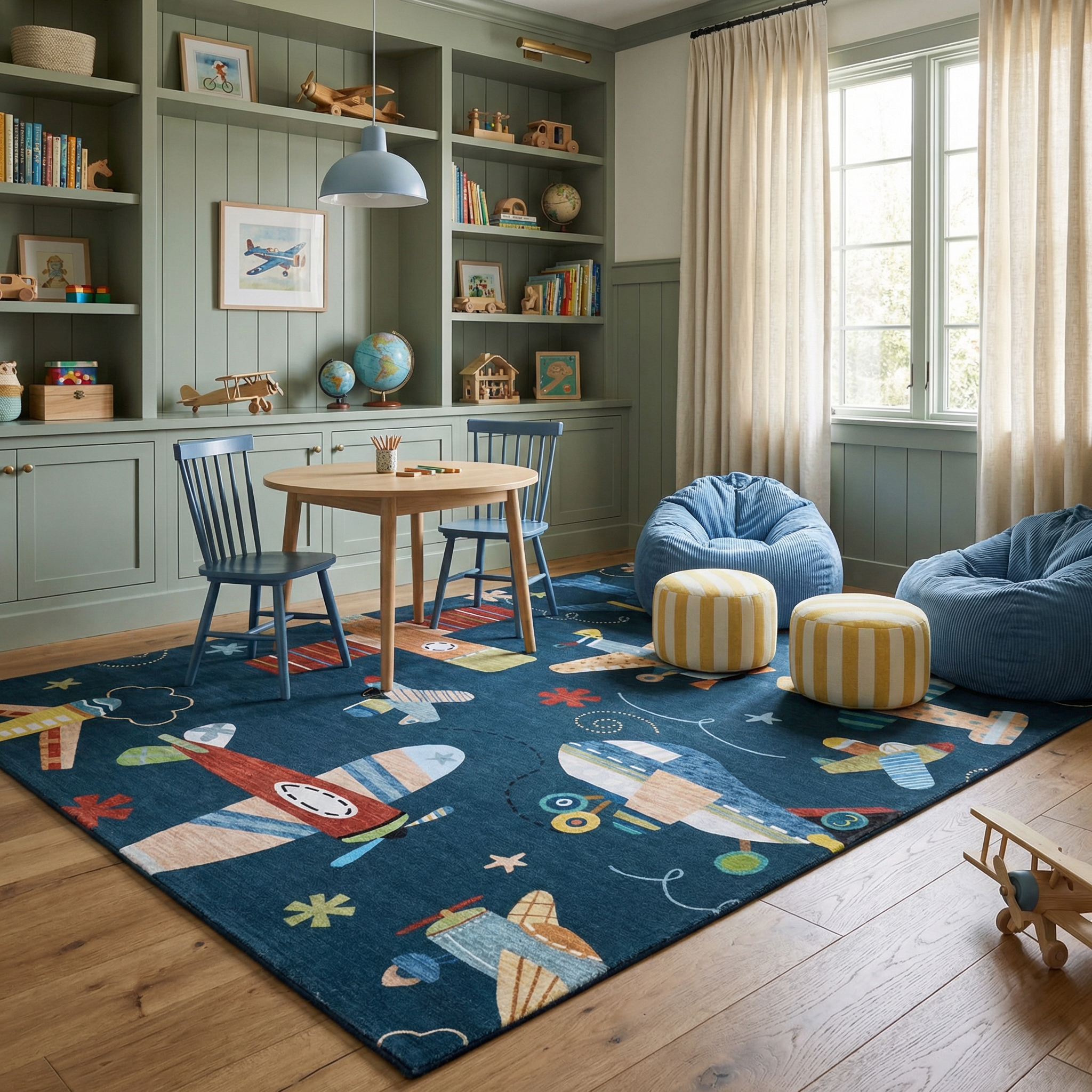 Tapis doux pour la zone de jeu Rug Branch Soft Steps, bleu marine - Salle de jeux, chambre d'enfant, chambre pour garcons et filles