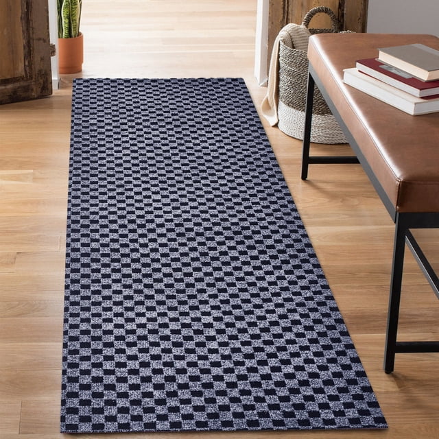 ANTPOP Runner Rug Outdoor Hallway Carpet Runners Non Slip Area Rugs Entrance Mat Indoor for Entryway Kitchen 2'x12',Checkred Gray